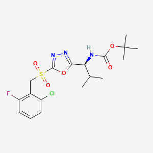 molecular formula C18H23ClFN3O5S B12617816 tert-butyl N-[(1S)-1-[5-[(2-chloro-6-fluorophenyl)methylsulfonyl]-1,3,4-oxadiazol-2-yl]-2-methylpropyl]carbamate 