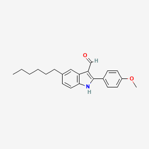 5-Hexyl-2-(4-methoxyphenyl)-1H-indole-3-carbaldehyde