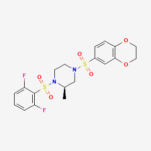 molecular formula C19H20F2N2O6S2 B1261827 (2R)-1-(2,6-difluorophenyl)sulfonyl-4-(2,3-dihydro-1,4-benzodioxin-6-ylsulfonyl)-2-methylpiperazine 