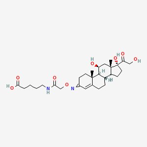 5-[[2-[[(8S,9S,10R,11S,13S,14S,17R)-11,17-dihydroxy-17-(2-hydroxyacetyl)-10,13-dimethyl-2,6,7,8,9,11,12,14,15,16-decahydro-1H-cyclopenta[a]phenanthren-3-ylidene]amino]oxyacetyl]amino]pentanoic acid