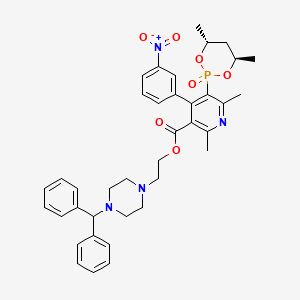 molecular formula C38H43N4O7P B1261890 2-(4-benzhydrylpiperazin-1-yl)ethyl 5-[(4R,6R)-4,6-dimethyl-2-oxo-1,3,2lambda5-dioxaphosphinan-2-yl]-2,6-dimethyl-4-(3-nitrophenyl)pyridine-3-carboxylate 
