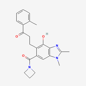 3-[6-(Azetidine-1-carbonyl)-4-hydroxy-1,2-dimethyl-1H-benzimidazol-5-yl]-1-(2-methylphenyl)propan-1-one