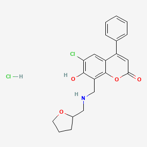 6-Chloro-7-hydroxy-8-[(oxolan-2-ylmethylamino)methyl]-4-phenylchromen-2-one;hydrochloride