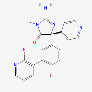 4H-Imidazol-4-one, 2-amino-5-[4-fluoro-3-(2-fluoro-3-pyridinyl)phenyl]-3,5-dihydro-3-methyl-5-(4-pyridinyl)-, (5S)-