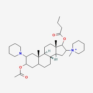 molecular formula C36H61N2O4+ B1261926 [(8R,9S,10S,13S,14S)-3-acetyloxy-10,13-dimethyl-16-(1-methylpiperidin-1-ium-1-yl)-2-piperidin-1-yl-2,3,4,5,6,7,8,9,11,12,14,15,16,17-tetradecahydro-1H-cyclopenta[a]phenanthren-17-yl] butanoate 
