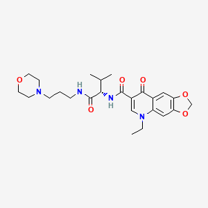 5-ethyl-N-[(2S)-3-methyl-1-{[3-(morpholin-4-yl)propyl]amino}-1-oxobutan-2-yl]-8-oxo-5,8-dihydro[1,3]dioxolo[4,5-g]quinoline-7-carboxamide