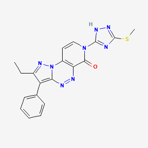 4-ethyl-11-(3-methylsulfanyl-1H-1,2,4-triazol-5-yl)-5-phenyl-2,3,7,8,11-pentazatricyclo[7.4.0.02,6]trideca-1(9),3,5,7,12-pentaen-10-one