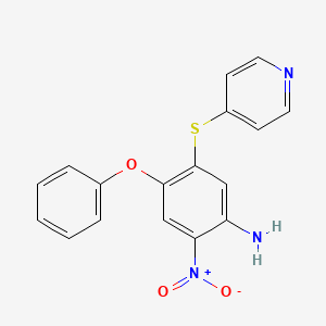 2-Nitro-4-phenoxy-5-[(pyridin-4-yl)sulfanyl]aniline