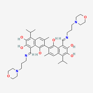 3-methyl-8-(3-morpholin-4-ylpropyliminomethyl)-5-propan-2-yl-2-[1,6,7-trihydroxy-3-methyl-8-(3-morpholin-4-ylpropyliminomethyl)-5-propan-2-ylnaphthalen-2-yl]naphthalene-1,6,7-triol