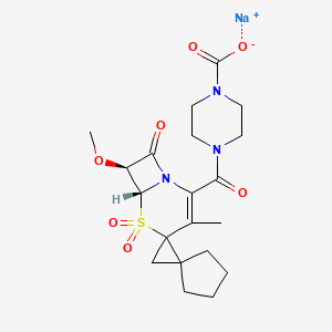 1-Piperazinecarboxylic acid, 4-(((6''R,7''S)-7''-methoxy-3''-methyl-5'',5''-dioxido-8''-oxodispiro(cyclopentane-1,1'-cyclopropane-2',4''-(5)thia(1)azabicyclo(4.2.0)oct(2)en)-2''-yl)carbonyl)-, sodium salt