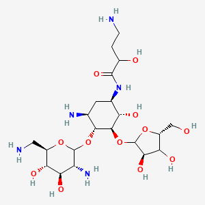 4-amino-N-[(1R,2S,3R,4R,5S)-5-amino-4-[[(3R,4R,5S,6R)-3-amino-6-(aminomethyl)-4,5-dihydroxy-2-oxanyl]oxy]-3-[[(3R,5R)-3,4-dihydroxy-5-(hydroxymethyl)-2-oxolanyl]oxy]-2-hydroxycyclohexyl]-2-hydroxybutanamide