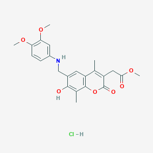 molecular formula C23H26ClNO7 B12620057 Methyl 2-[6-[(3,4-dimethoxyanilino)methyl]-7-hydroxy-4,8-dimethyl-2-oxochromen-3-yl]acetate;hydrochloride 