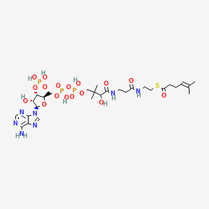 molecular formula C28H46N7O17P3S B1262028 S-[2-[3-[[4-[[[(2R,3S,4R,5R)-5-(6-氨基嘌呤-9-基)-4-羟基-3-膦酰氧基氧杂环-2-基]甲氧基-羟基膦酰基]氧基-羟基膦酰基]氧基-2-羟基-3,3-二甲基丁酰]氨基]丙酰氨基]乙基] 5-甲基己-4-烯硫酸酯 
