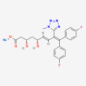 molecular formula C23H21F2N4NaO4 B1262055 sodium (3S,5R,6E)-9,9-bis(4-fluorophenyl)-3,5-dihydroxy-8-(1-methyltetrazol-5-yl)nona-6,8-dienoate CAS No. 131177-45-2