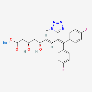 molecular formula C23H21F2N4NaO4 B1262055 sodium;(3S,5R,6E)-9,9-bis(4-fluorophenyl)-3,5-dihydroxy-8-(1-methyltetrazol-5-yl)nona-6,8-dienoate CAS No. 131177-45-2