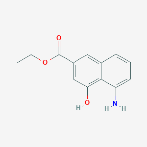 molecular formula C13H13NO3 B12620582 2-Naphthalenecarboxylic acid, 5-amino-4-hydroxy-, ethyl ester 