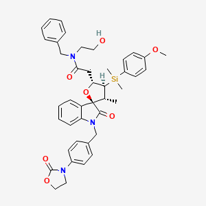 N-(2-hydroxyethyl)-2-[(2'R,3R,3'S,4'R)-3'-[(4-methoxyphenyl)-dimethylsilyl]-4'-methyl-2-oxo-1-[[4-(2-oxo-3-oxazolidinyl)phenyl]methyl]-2'-spiro[indole-3,5'-oxolane]yl]-N-(phenylmethyl)acetamide