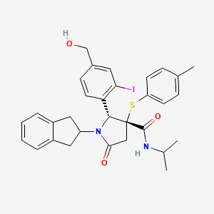 molecular formula C31H33IN2O3S B1262066 (2R,3R)-1-(2,3-dihydro-1H-inden-2-yl)-2-[4-(hydroxymethyl)-2-iodophenyl]-3-[(4-methylphenyl)thio]-5-oxo-N-propan-2-yl-3-pyrrolidinecarboxamide 