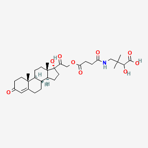 2-hydroxy-4-[[4-[2-[(8R,9S,10R,13S,14S,17R)-17-hydroxy-10,13-dimethyl-3-oxo-2,6,7,8,9,11,12,14,15,16-decahydro-1H-cyclopenta[a]phenanthren-17-yl]-2-oxoethoxy]-4-oxobutanoyl]amino]-3,3-dimethylbutanoic acid