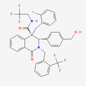 molecular formula C34H27F6IN2O3 B1262091 (3S,4S)-3-[4-(羟甲基)苯基]-4-[(2-碘苯基)甲基]-1-氧代-N-(2,2,2-三氟乙基)-2-[[2-(三氟甲基)苯基]甲基]-3H-异喹啉-4-甲酰胺 