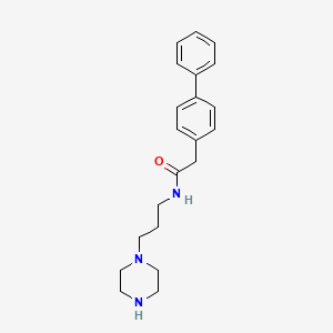 molecular formula C21H27N3O B12621048 2-([1,1'-Biphenyl]-4-yl)-N-[3-(piperazin-1-yl)propyl]acetamide CAS No. 915702-87-3