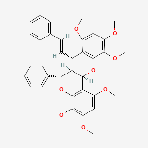 molecular formula C36H36O8 B1262105 (6S,6aR,7S,12aR)-1,3,4,8,10,11-Hexamethoxy-6-phenyl-7-[(1E)-2-phenylethenyl]-6a,12a-dihydro-6H,7H-[1]benzopyrano[4,3-b][1]benzopyran 