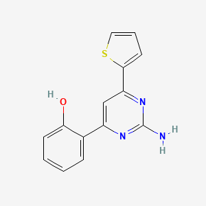 molecular formula C14H11N3OS B12621137 6-[2-Amino-6-(thiophen-2-yl)pyrimidin-4(1H)-ylidene]cyclohexa-2,4-dien-1-one CAS No. 908564-60-3