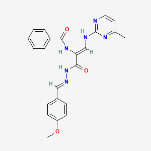 N-[(Z)-3-[(2E)-2-[(4-methoxyphenyl)methylidene]hydrazinyl]-1-[(4-methylpyrimidin-2-yl)amino]-3-oxoprop-1-en-2-yl]benzamide