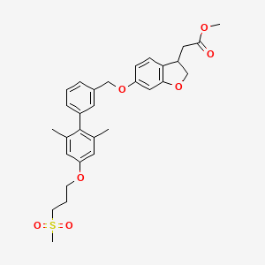 molecular formula C30H34O7S B12621349 3-Benzofuranacetic acid, 6-[[2',6'-dimethyl-4'-[3-(methylsulfonyl)propoxy][1,1'-biphenyl]-3-yl]methoxy]-2,3-dihydro-, methyl ester, (3S)- 