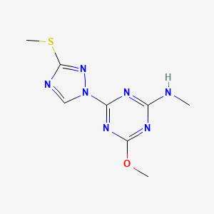 molecular formula C8H11N7OS B12621427 4-methoxy-N-methyl-6-[3-(methylsulfanyl)-1H-1,2,4-triazol-1-yl]-1,3,5-triazin-2-amine 