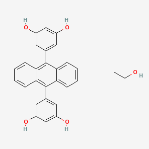 molecular formula C28H24O5 B12621458 5-[10-(3,5-Dihydroxyphenyl)anthracen-9-yl]benzene-1,3-diol;ethanol CAS No. 920274-86-8