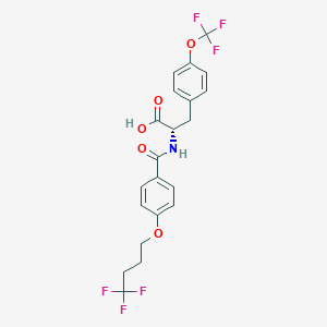 molecular formula C21H19F6NO5 B12621598 N-[4-(4,4,4-Trifluorobutoxy)benzoyl]-O-(trifluoromethyl)-L-tyrosine CAS No. 921623-33-8