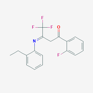 molecular formula C18H15F4NO B12621637 (3E)-3-[(2-Ethylphenyl)imino]-4,4,4-trifluoro-1-(2-fluorophenyl)butan-1-one CAS No. 919998-14-4