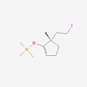 molecular formula C11H21IOSi B12621639 {[(5R)-5-(2-Iodoethyl)-5-methylcyclopent-1-en-1-yl]oxy}(trimethyl)silane CAS No. 918813-47-5