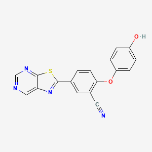 2-(4-Hydroxyphenoxy)-5-([1,3]thiazolo[5,4-d]pyrimidin-2-yl)benzonitrile