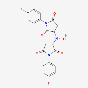 molecular formula C20H15F2N3O5 B12621808 3,3'-(Hydroxyimino)bis[1-(4-fluorophenyl)pyrrolidine-2,5-dione] 