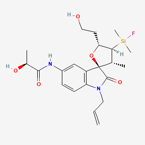 molecular formula C22H31FN2O5Si B1262184 (2S)-N-[(3R,3'R,4'S,5'R)-4'-[fluoro(dimethyl)silyl]-5'-(2-hydroxyethyl)-3'-methyl-2-oxo-1-prop-2-enyl-5-spiro[indole-3,2'-oxolane]yl]-2-hydroxypropanamide 