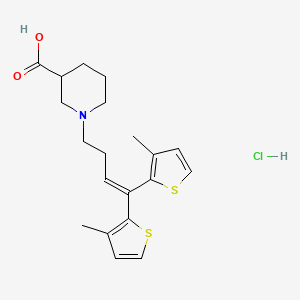 molecular formula C20H26ClNO2S2 B1262186 (3R)-1-[4,4-bis(3-methylthiophen-2-yl)but-3-enyl]piperidine-3-carboxylic acid hydrochloride 