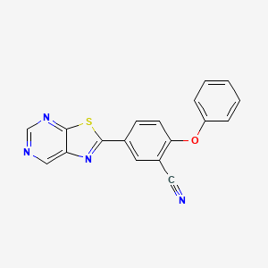 molecular formula C18H10N4OS B12621870 2-Phenoxy-5-([1,3]thiazolo[5,4-d]pyrimidin-2-yl)benzonitrile CAS No. 918880-37-2