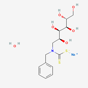 molecular formula C14H22NNaO6S2 B1262191 sodium;N-benzyl-N-[(2S,3R,4R,5R)-2,3,4,5,6-pentahydroxyhexyl]carbamodithioate;hydrate 