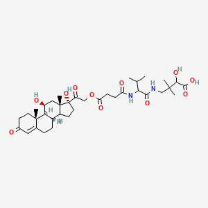 4-[[2-[[4-[2-[(8S,9S,10R,11S,13S,14S,17R)-11,17-dihydroxy-10,13-dimethyl-3-oxo-2,6,7,8,9,11,12,14,15,16-decahydro-1H-cyclopenta[a]phenanthren-17-yl]-2-oxoethoxy]-4-oxobutanoyl]amino]-3-methylbutanoyl]amino]-2-hydroxy-3,3-dimethylbutanoic acid