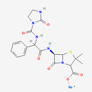 molecular formula C20H22N5NaO6S B1262194 sodium;(6R)-3,3-dimethyl-7-oxo-6-[[2-[(2-oxoimidazolidine-1-carbonyl)amino]-2-phenylacetyl]amino]-4-thia-1-azabicyclo[3.2.0]heptane-2-carboxylate 