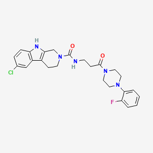 6-chloro-N-{3-[4-(2-fluorophenyl)piperazin-1-yl]-3-oxopropyl}-1,3,4,9-tetrahydro-2H-beta-carboline-2-carboxamide