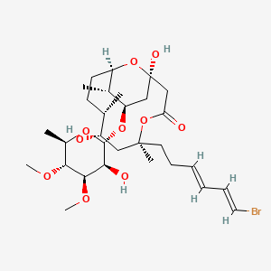 molecular formula C30H49BrO10 B1262210 (1R,5S,7S,8S,11R,12S,13R)-5-[(3E,5E)-6-bromohexa-3,5-dienyl]-1,7-dihydroxy-13-[(2S,3S,4R,5R,6R)-3-hydroxy-4,5-dimethoxy-6-methyloxan-2-yl]oxy-5,8,12-trimethyl-4,15-dioxabicyclo[9.3.1]pentadecan-3-one 