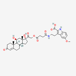 3-[2-[[4-[2-[(8S,9S,10R,11S,13S,14S,17R)-11,17-dihydroxy-10,13-dimethyl-3-oxo-2,6,7,8,9,11,12,14,15,16-decahydro-1H-cyclopenta[a]phenanthren-17-yl]-2-oxoethoxy]-4-oxobutanoyl]amino]ethyl]-5-methoxy-1H-indole-2-carboxylic acid