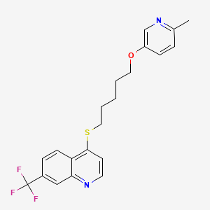 molecular formula C21H21F3N2OS B12622674 4-({5-[(6-Methylpyridin-3-YL)oxy]pentyl}sulfanyl)-7-(trifluoromethyl)quinoline CAS No. 921609-79-2