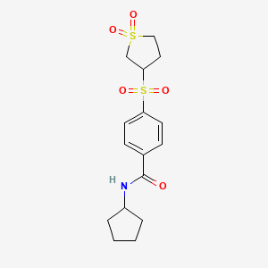 molecular formula C16H21NO5S2 B12622699 N-cyclopentyl-4-[(1,1-dioxidotetrahydrothiophen-3-yl)sulfonyl]benzamide 