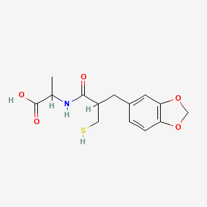 molecular formula C14H17NO5S B1262270 2-[[2-(1,3-Benzodioxol-5-ylmethyl)-3-sulfanylpropanoyl]amino]propanoic acid 