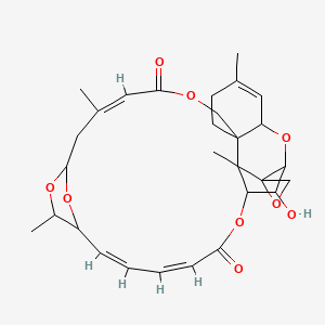molecular formula C29H36O9 B1262274 (12Z,19Z,21Z)-28-hydroxy-5,13,17,26-tetramethylspiro[2,10,16,24,29-pentaoxapentacyclo[23.2.1.115,18.03,8.08,26]nonacosa-4,12,19,21-tetraene-27,2'-oxirane]-11,23-dione 