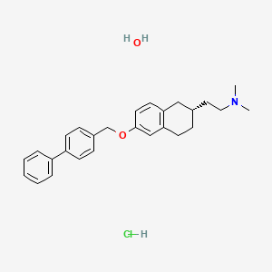 B1262282 6-((1,1'-Biphenyl)-4-ylmethoxy)-1,2,3,4-tetrahydro-N,N'-dimethyl-2-napthaleneethanamine hydrochloride monohydrate, R- CAS No. 365276-12-6